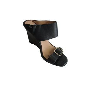 *Ann Taylor Black Slip-On Pumps Wide Strap Wedge Heels